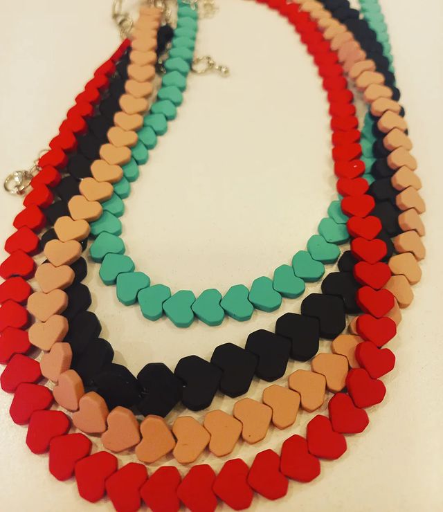 Gargantilla de corazones XL de hematite