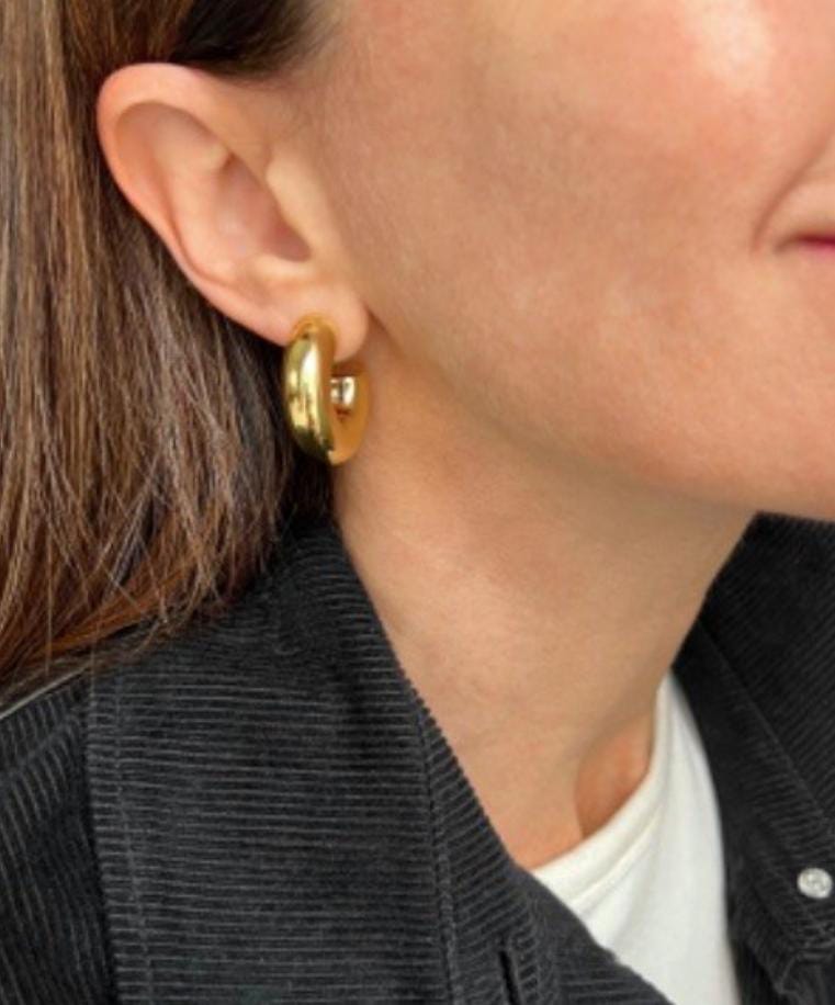 Aros chunky acero bañado en oro