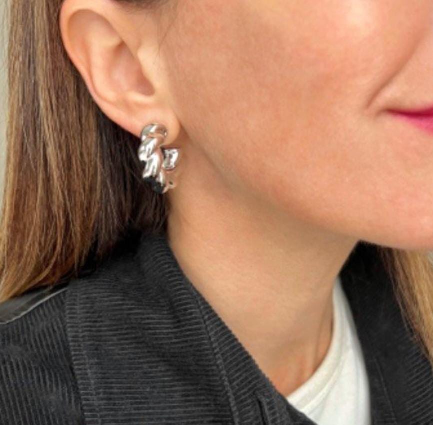 Aros chunky acero blanco