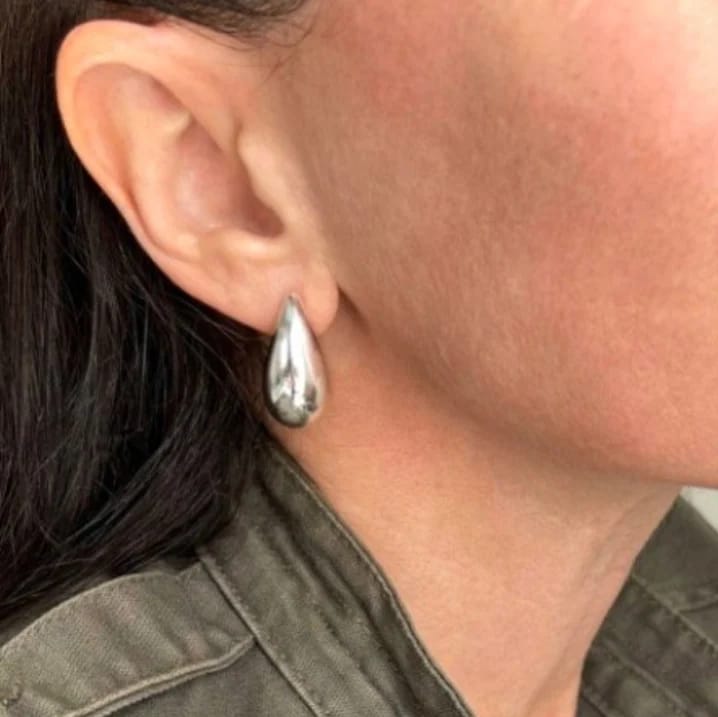 Aros drops acero blanco