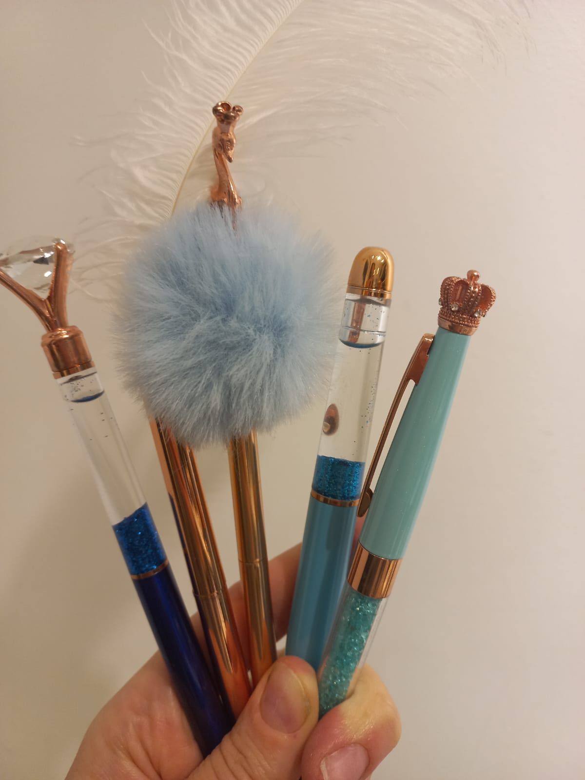 Lapiceras metal, brillos y diamantes - Azul