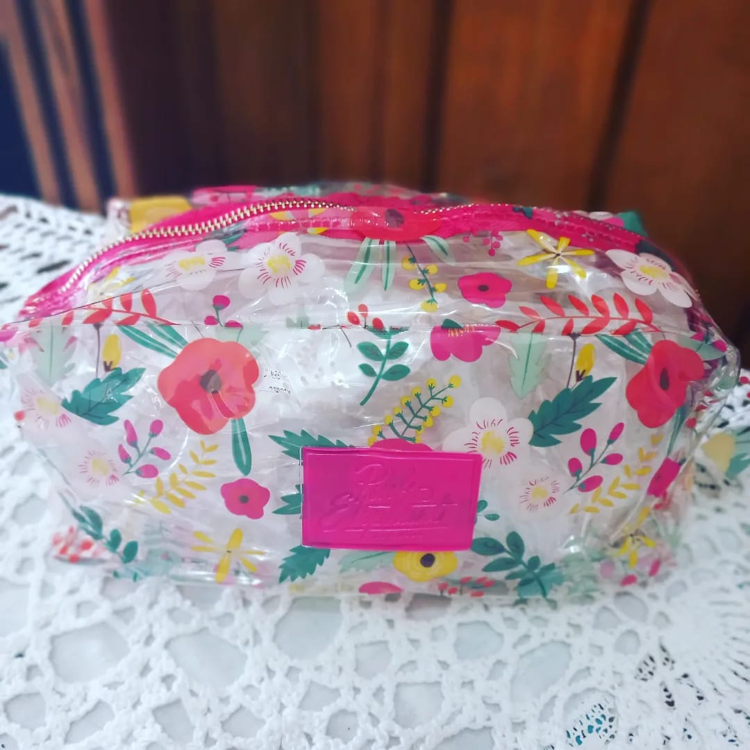 Porta cosméticos transparente Flores