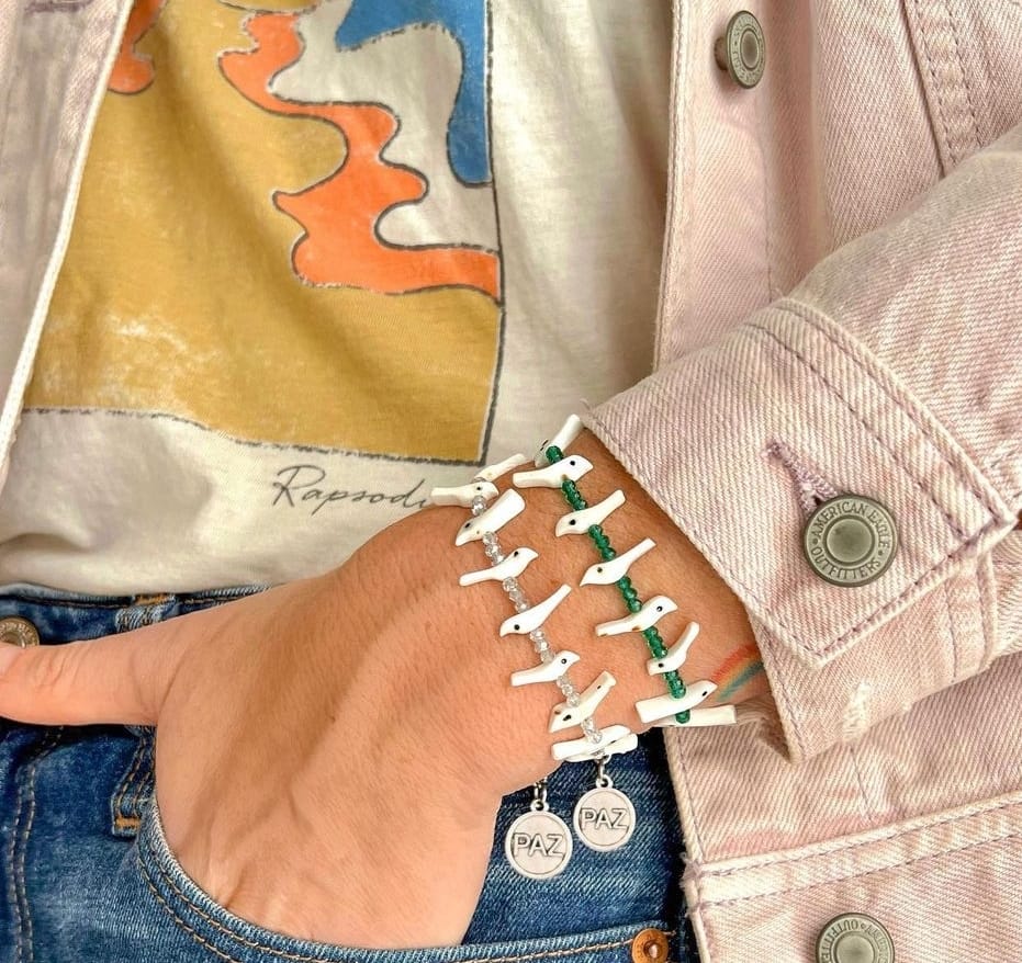 Pulsera Paz nacar y cristales